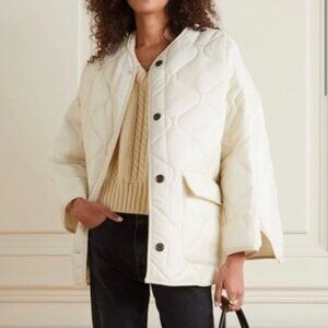 The Frankie Shop Boxy Oversized Teddy Quilted Jacket - Ivory Size Medium